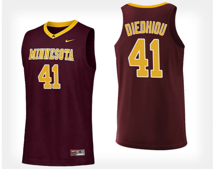 Minnesota Golden Gophers #41 Gaston Diedhiou Maroon Home Authentic College Basketball Jersey