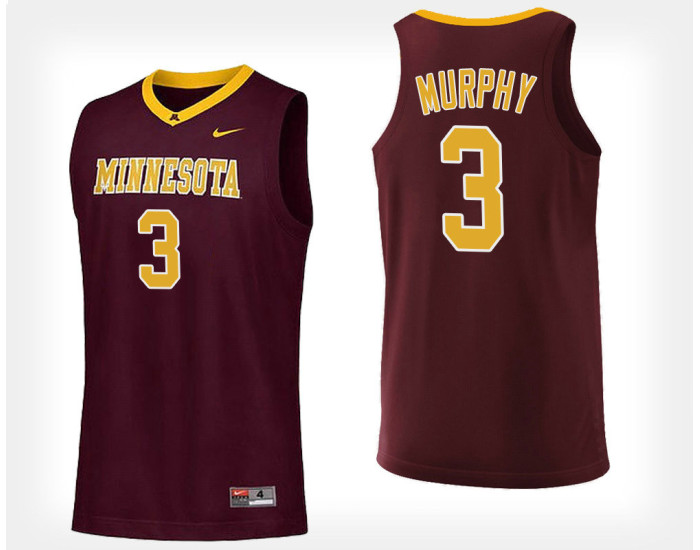 Minnesota Golden Gophers #3 Jordan Murphy Maroon Home Replica College Basketball Jersey