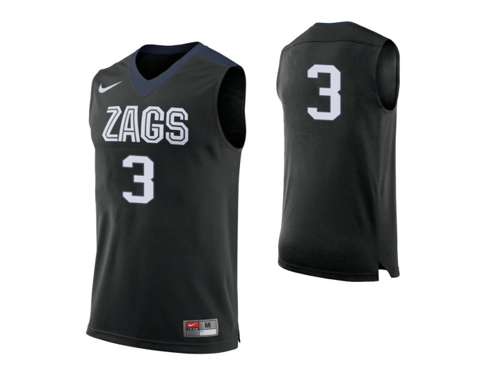 Gonzaga Bulldogs #3 Filip Petrusev Authentic College Basketball Jersey Black
