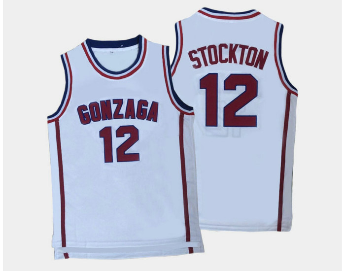 Gonzaga Bulldogs #12 John Stockton White Home Authentic College Basketball Jersey