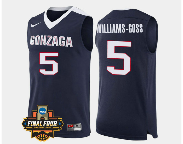 Youth Gonzaga Bulldogs #5 Nigel Williams-Goss Navy Road Replica College Basketball Jersey