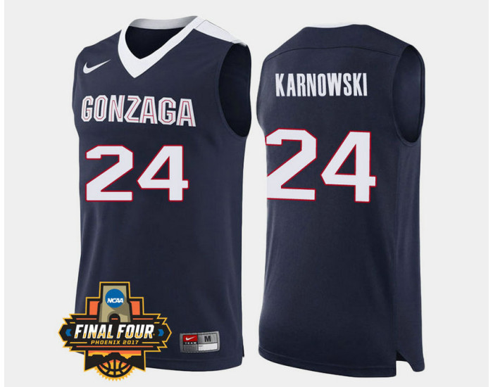 Gonzaga Bulldogs #24 Przemek Karnowski Navy Road Authentic College Basketball Jersey