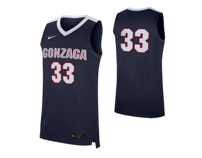 Gonzaga Bulldogs #33 Authentic College Basketball Jersey Navy