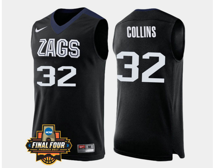 Youth Gonzaga Bulldogs #32 Zach Collins Black Alternate Replica College Basketball Jersey