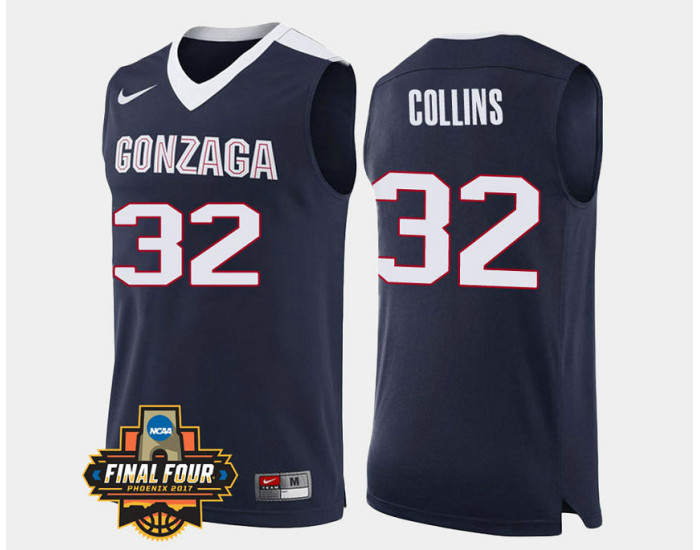 Gonzaga Bulldogs #32 Zach Collins Navy Road Authentic College Basketball Jersey