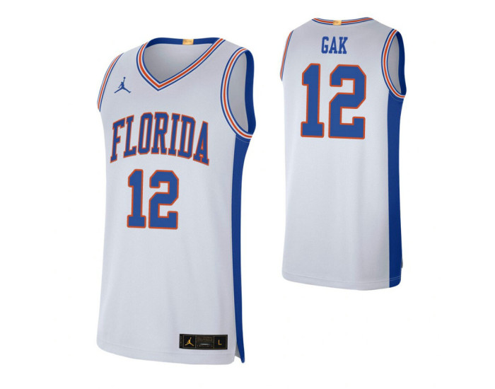 Florida Gators #12 Gorjok Gak White Authentic College Basketball Jersey