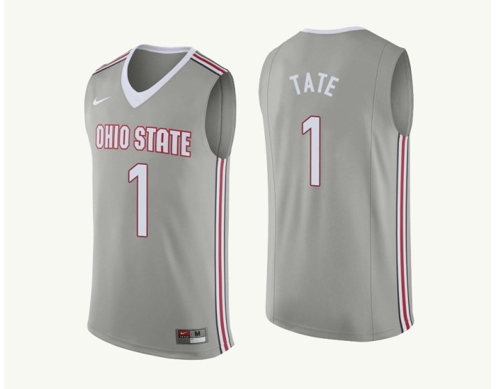 Ohio State Buckeyes #1 Jae'Sean Tate Replica College Basketball Jersey Gray