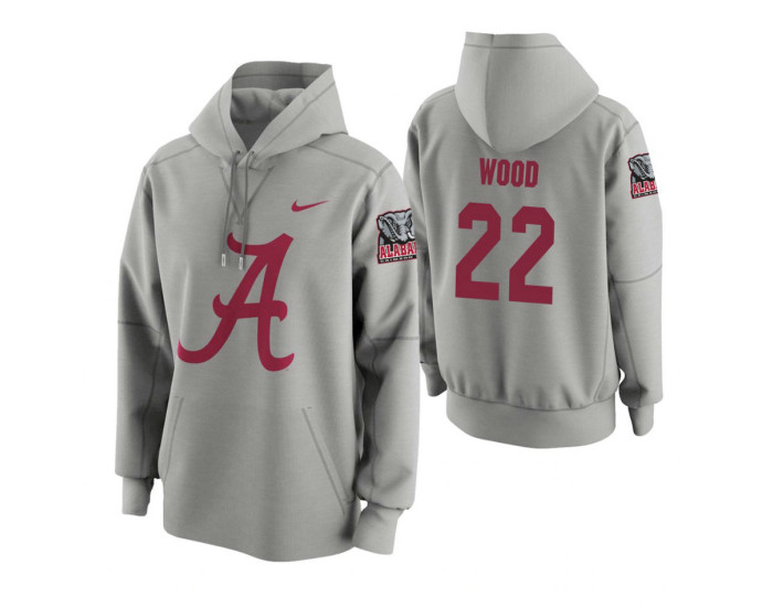 Alabama Crimson Tide #22 Diante Wood Men's Gray College Basketball Hoodie