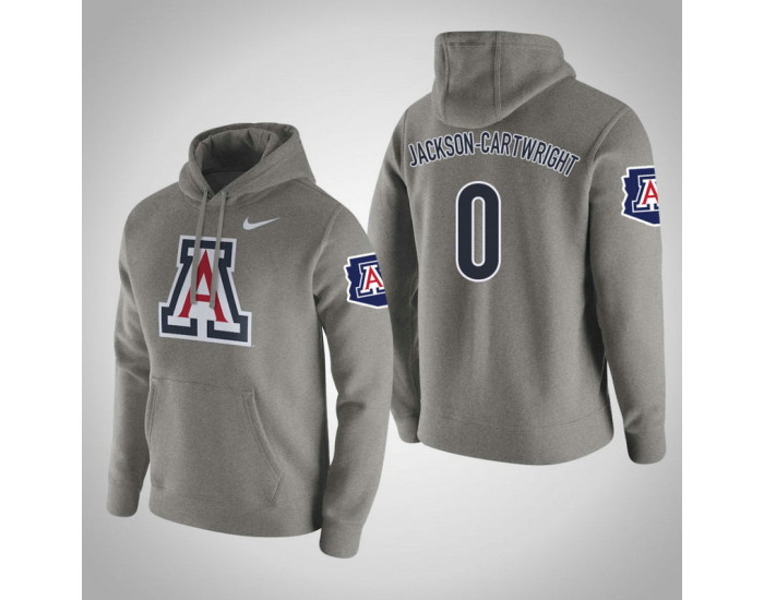 Arizona Wildcats #0 Parker Jackson-Cartwright Men's Gray Pullover Hoodie