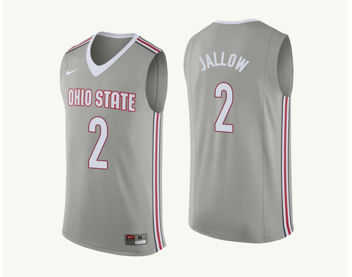 Ohio State Buckeyes #2 Musa Jallow Replica College Basketball Jersey Gray