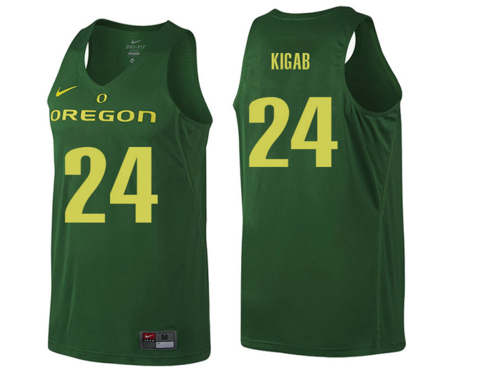 Oregon Ducks #24 Abu Kigab Authentic College Basketball Jersey Green