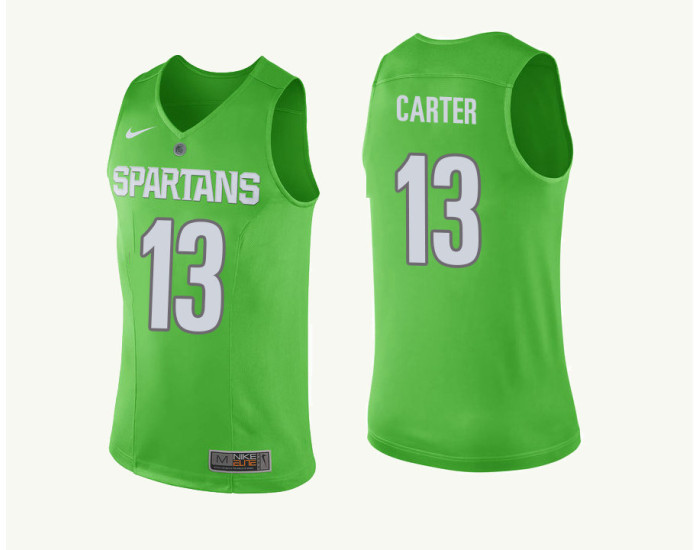 Michigan State Spartans #13 Ben Carter Replica College Basketball Jersey Green