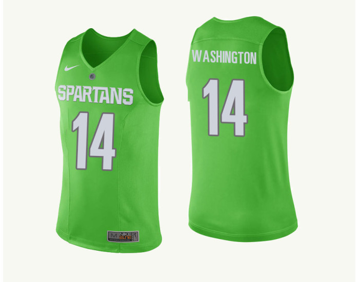 Michigan State Spartans #14 Brock Washington Replica College Basketball Jersey Green