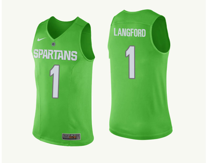 Youth Michigan State Spartans #1 Joshua Langford Authentic College Basketball Jersey Green