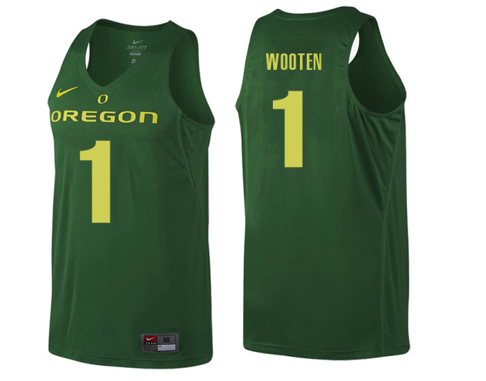 Youth Oregon Ducks #1 Kenny Wooten Authentic College Basketball Jersey Green