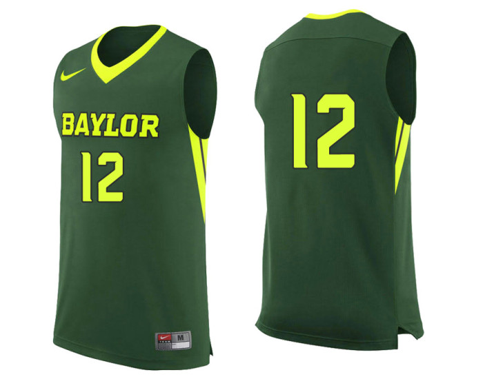 Baylor Bears #12 Leonard Allen Replica College Basketball Jersey Green