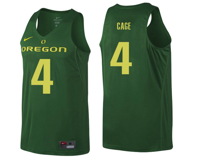 Oregon Ducks #4 M.J. Cage Authentic College Basketball Jersey Green