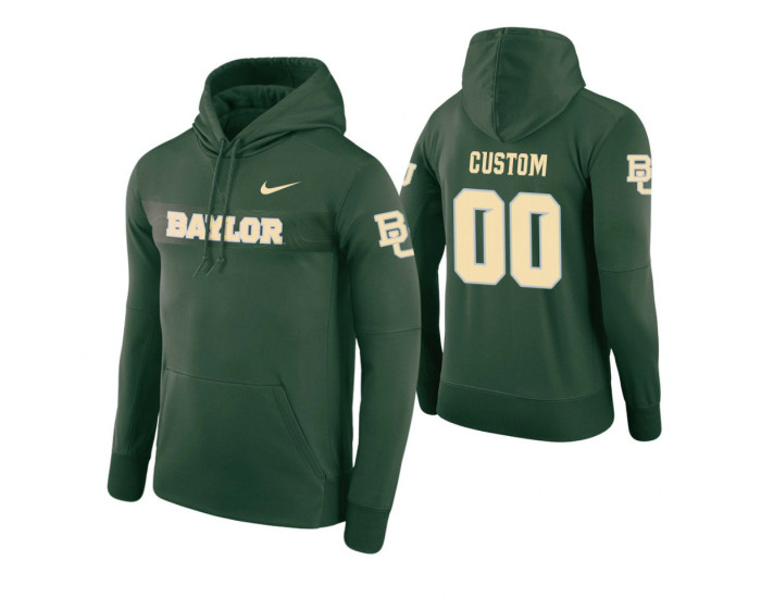 Baylor Bears #00 Custom Men's Green Pullover Hoodie