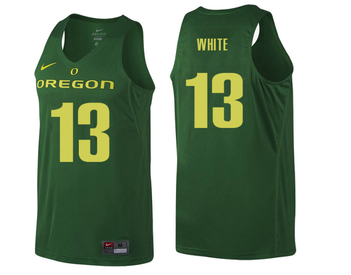 Youth Oregon Ducks #13 Paul White Authentic College Basketball Jersey Green