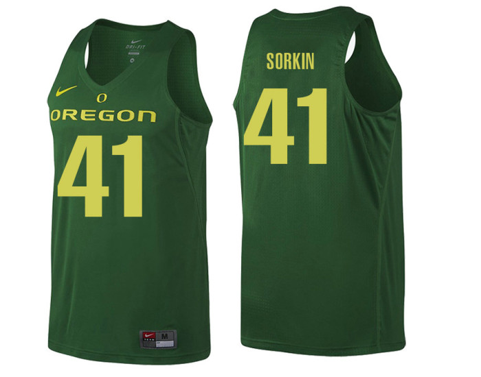 Oregon Ducks #41 Roman Sorkin Replica College Basketball Jersey Green