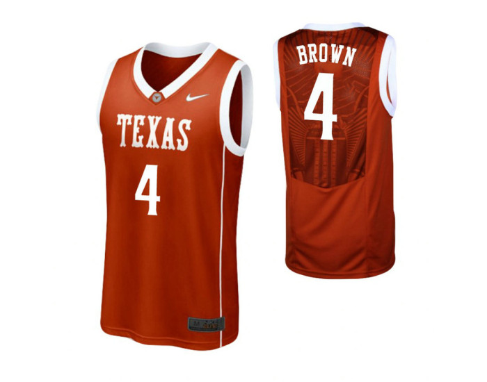 Texas Longhorns 4 Greg Brown Elite Aerographic Authentic College Basketball Jersey Burnt Orange