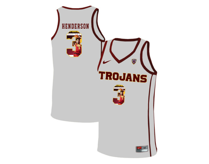 Youth USC Trojans #3 Harrison Henderson Authentic College Basketball Jersey White