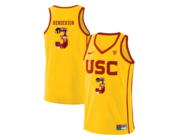 USC Trojans #3 Harrison Henderson Replica College Basketball Jersey Yellow