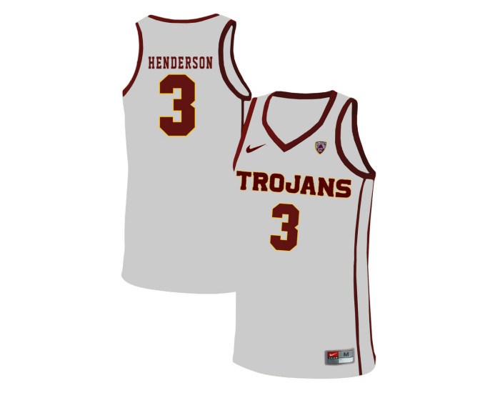 USC Trojans #3 Harrison Henderson Replica College Basketball Jersey White