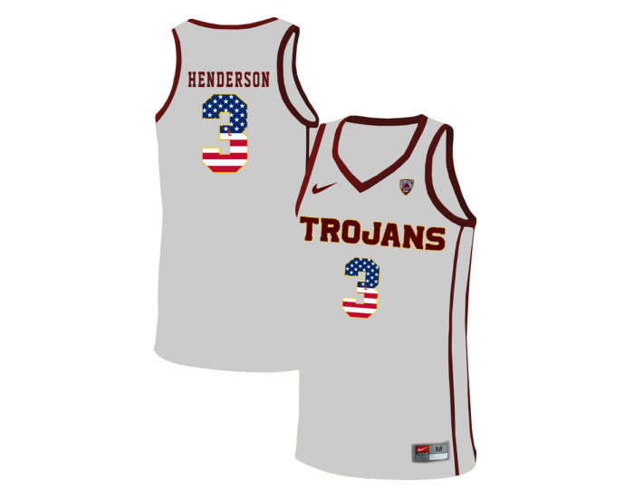 Youth USC Trojans #3 Harrison Henderson Authentic College Basketball Jersey White