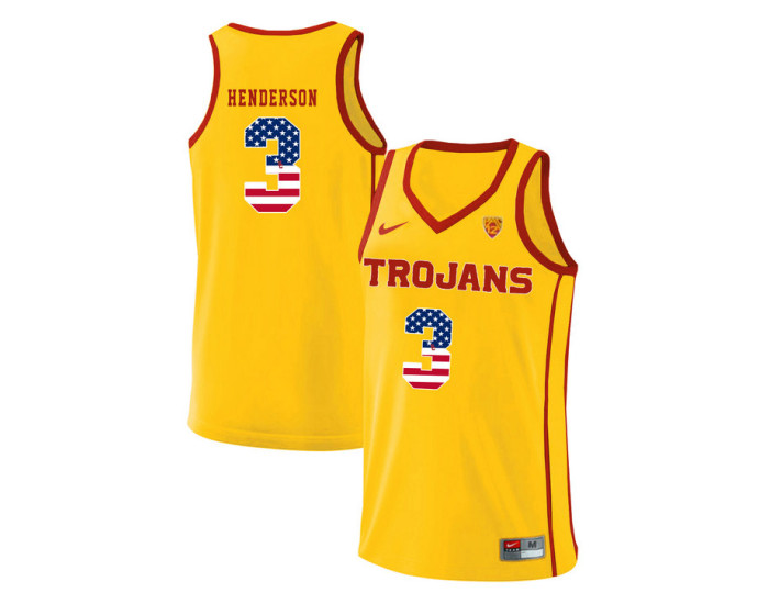 USC Trojans #3 Harrison Henderson Authentic College Basketball Jersey Yellow