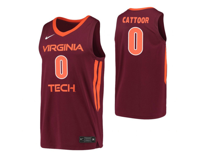 Youth Virginia Tech Hokies #0 Hunter Cattoor Maroon Authentic College Basketball Jersey