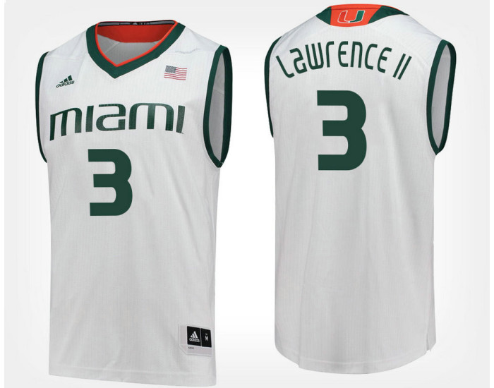 Youth Miami Hurricanes #3 Anthony Lawrence II White Road Authentic College Basketball Jersey