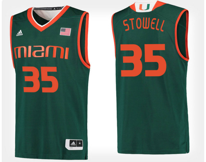 Miami Hurricanes #35 Chris Stowell Green Alternate Authentic College Basketball Jersey