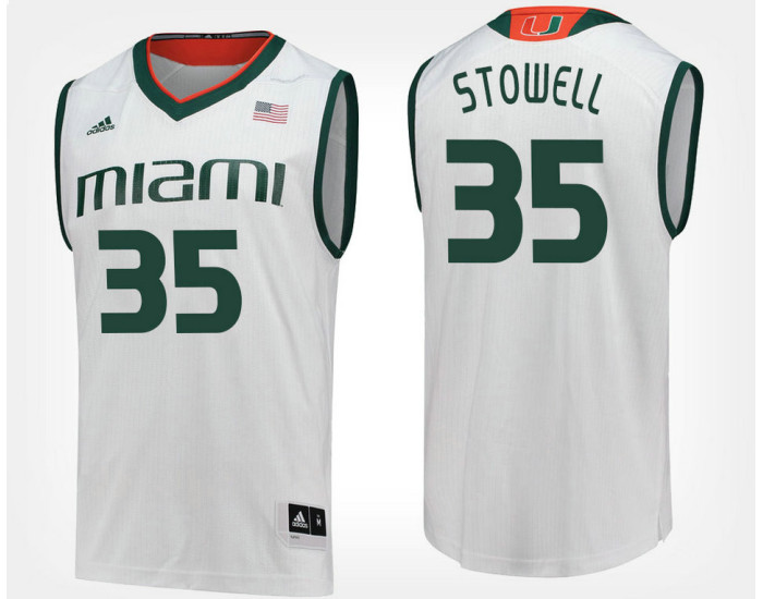 Miami Hurricanes #35 Chris Stowell White Road Authentic College Basketball Jersey