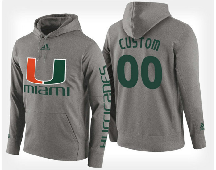 Miami Hurricanes #00 Custom Gray Hoodie College Basketball