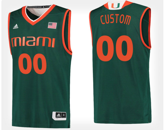 Miami Hurricanes #00 Custom Green Alternate Jersey College Basketball