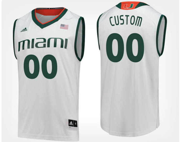 Miami Hurricanes #00 Custom White Road Jersey College Basketball