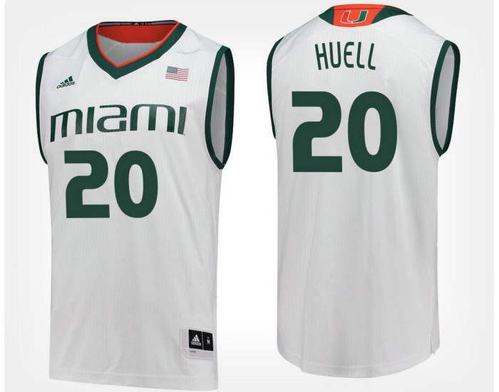 Youth Miami Hurricanes #20 Dewan Huell White Road Authentic College Basketball Jersey