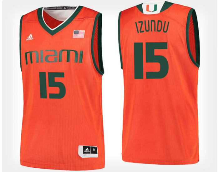 Youth Miami Hurricanes #15 Ebuka Izundu Orange Home Authentic College Basketball Jersey