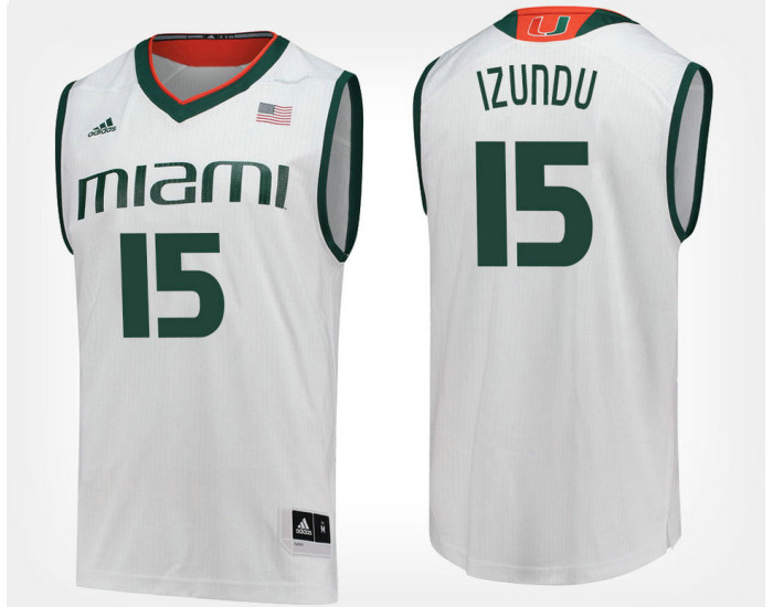 Youth Miami Hurricanes #15 Ebuka Izundu White Road Authentic College Basketball Jersey