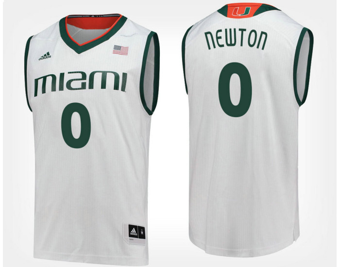 Miami Hurricanes #0 Ja'Quan Newton White Road Authentic College Basketball Jersey