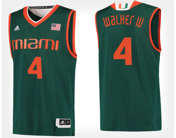Miami Hurricanes #4 Lonnie Walker IV Green Alternate Authentic College Basketball Jersey