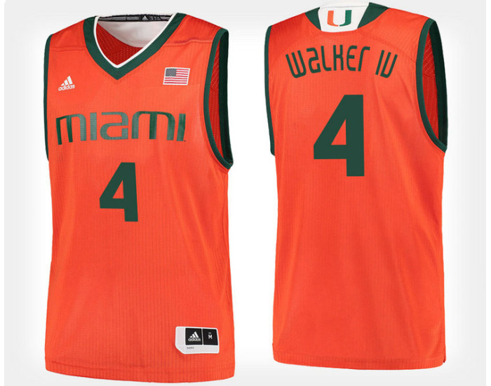 Miami Hurricanes #4 Lonnie Walker IV Orange Home Replica College Basketball Jersey