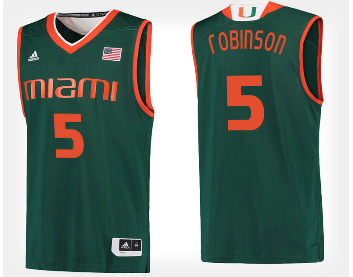 Youth Miami Hurricanes #5 Mike Robinson Green Alternate Authentic College Basketball Jersey