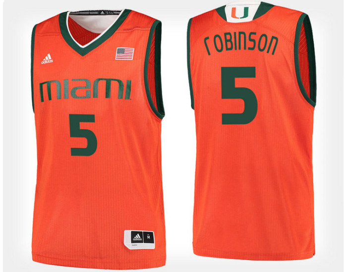 Youth Miami Hurricanes #5 Mike Robinson Orange Home Replica College Basketball Jersey