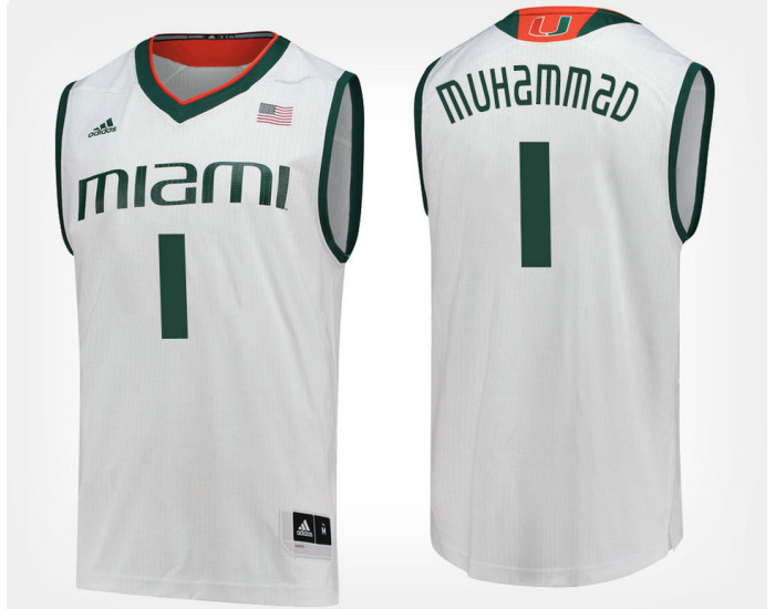 Youth Miami Hurricanes #1 Rashad Muhammad White Road Replica College Basketball Jersey