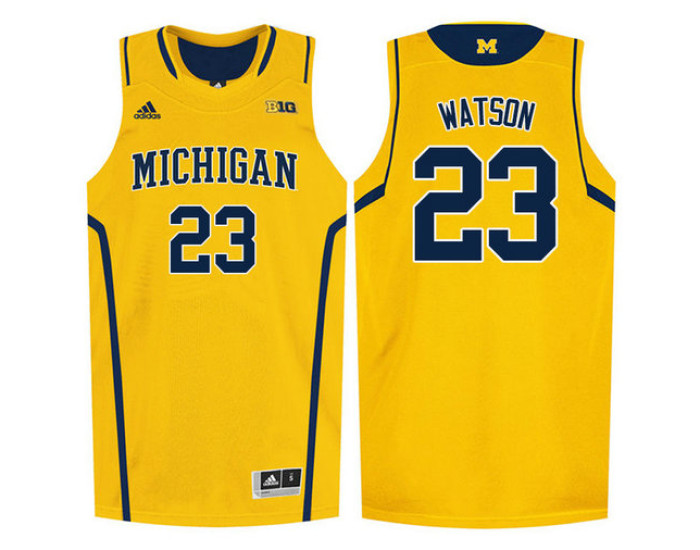 Michigan Wolverines #23 Ibi Watson Replica College Basketball Jersey Gold