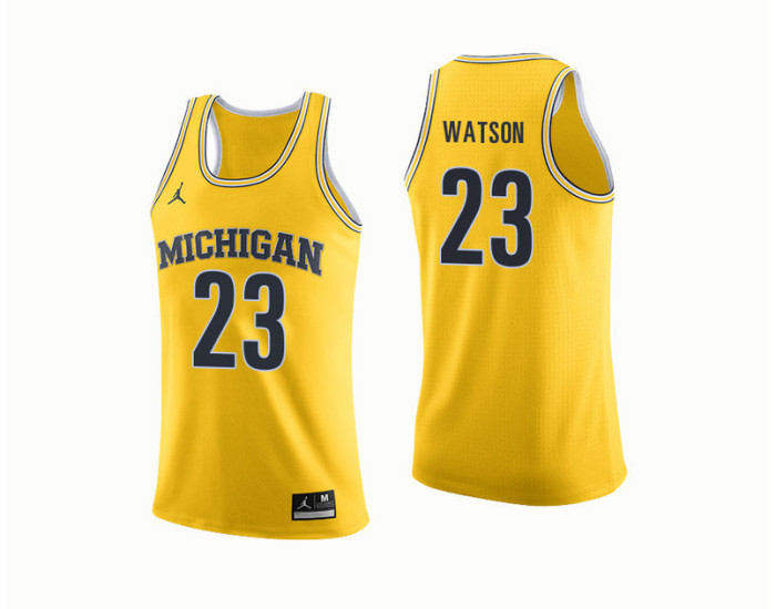Michigan Wolverines #23 Ibi Watson Authentic College Basketball Jersey Yellow