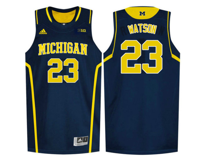 Michigan Wolverines #23 Ibi Watson Replica College Basketball Jersey Navy