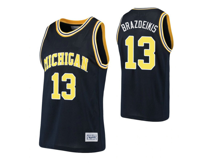 Michigan Wolverines #13 Ignas Brazdeikis Navy Replica College Basketball Jersey